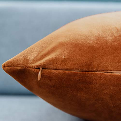 JUSPURBET Velvet Pillow Covers Set of 2 Decorative Throw Pillow Covers for Couch Sofa Bed Soft Cushion Covers Cases with Hidden Zipper for Living Room Home Decor 16x16 inch,Rust - Image 5