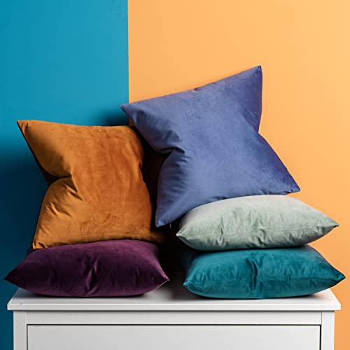 JUSPURBET Velvet Pillow Covers Set of 2 Decorative Throw Pillow Covers for Couch Sofa Bed Soft Cushion Covers Cases with Hidden Zipper for Living Room Home Decor 16x16 inch,Rust - Image 3