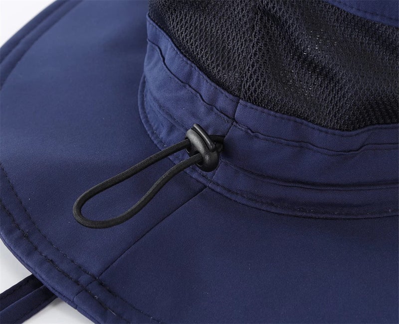 Connectyle Boys Summer Beach Hat Wide Brim Adjustable, Navy, 4-6T - Image 5