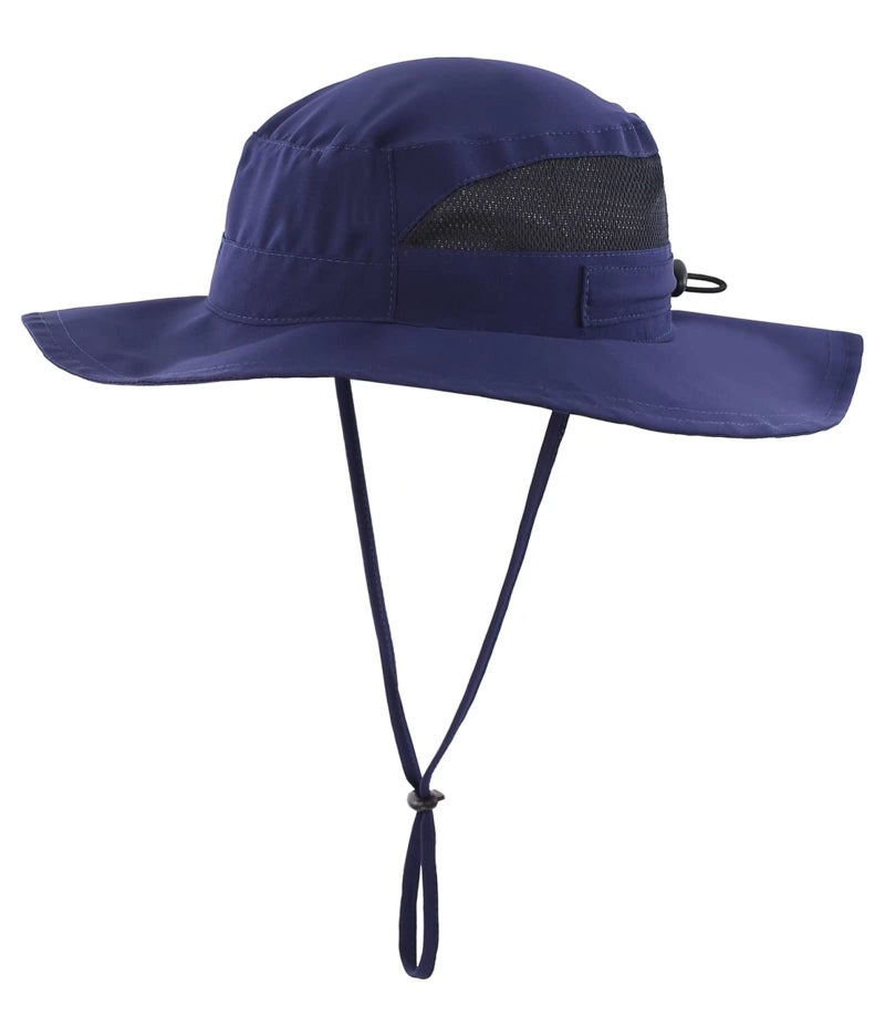 Connectyle Boys Summer Beach Hat Wide Brim Adjustable, Navy, 4-6T - Image 1