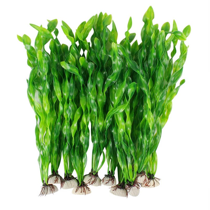 MyLifeUNIT Artificial Seaweed Water Plants for Aquarium, Plastic Fish Tank Plant Decorations 10 PCS (12 Inches Tall, Green) - Image 1