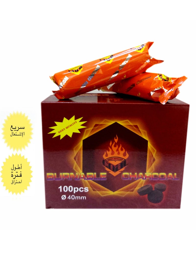 Charcoal - 100-Peice Quick Ignite and Long Lasting Bakhoor Burner Charcoal - 40 MM - Image 1