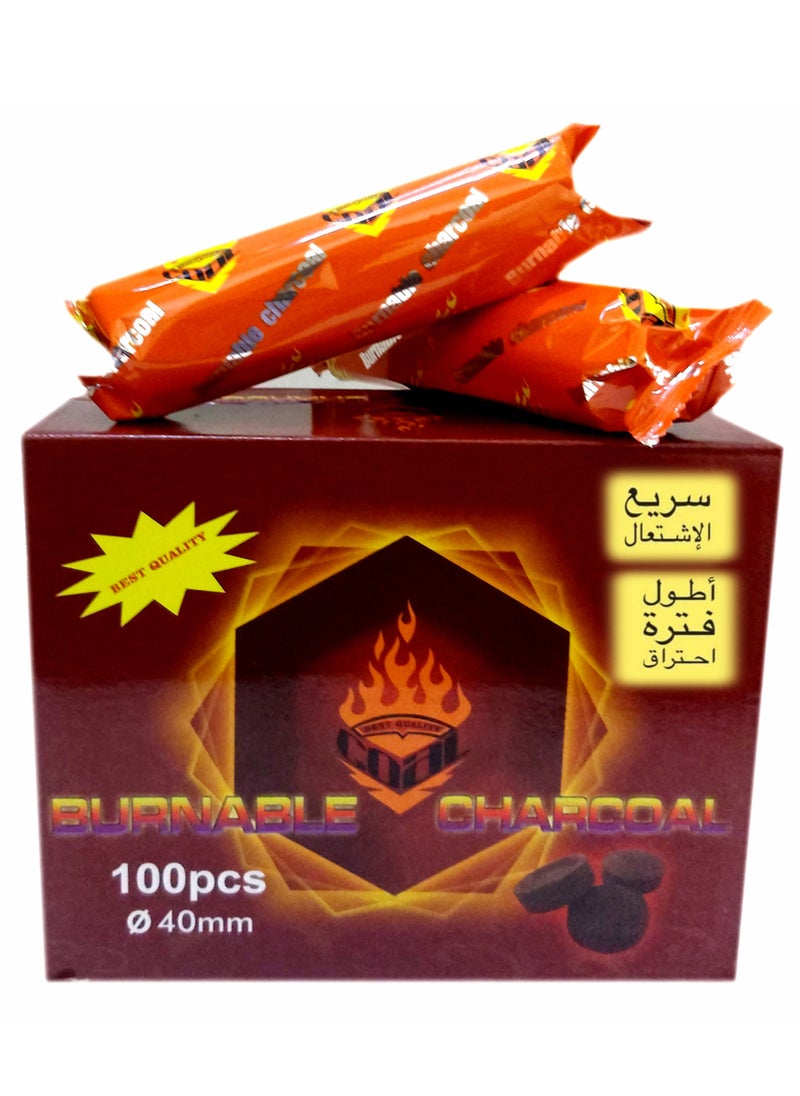 Charcoal - 100-Peice Quick Ignite and Long Lasting Bakhoor Burner Charcoal - 40 MM - Image 1