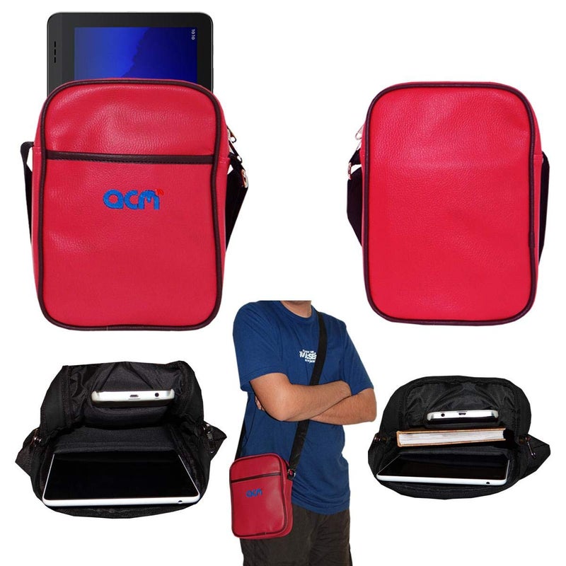 ACM Premium Soft Padded Shoulder Sling Bag Compatible with Alcatel Smart Tab 7 Carrying Case Dark Pink - Image 1