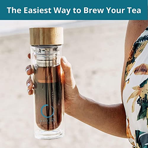 Pure Zen Tea Infuser Bottle - Insulated Glass Bottle for Loose Leaf Infusions - Tea Tumbler with Infuser - Portable Travel Mug for Infused Water - Thermos with Diffuser on the Go - 15 oz - Image 2