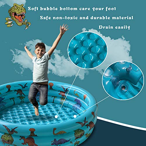 10Leccion Dinosaur Inflatable Baby Pool Small Toddler Blow Up 3 Rings Round Pad Pool OutdoorIndoor Play Center with Ball Pit Toys 48x12 - Image 5