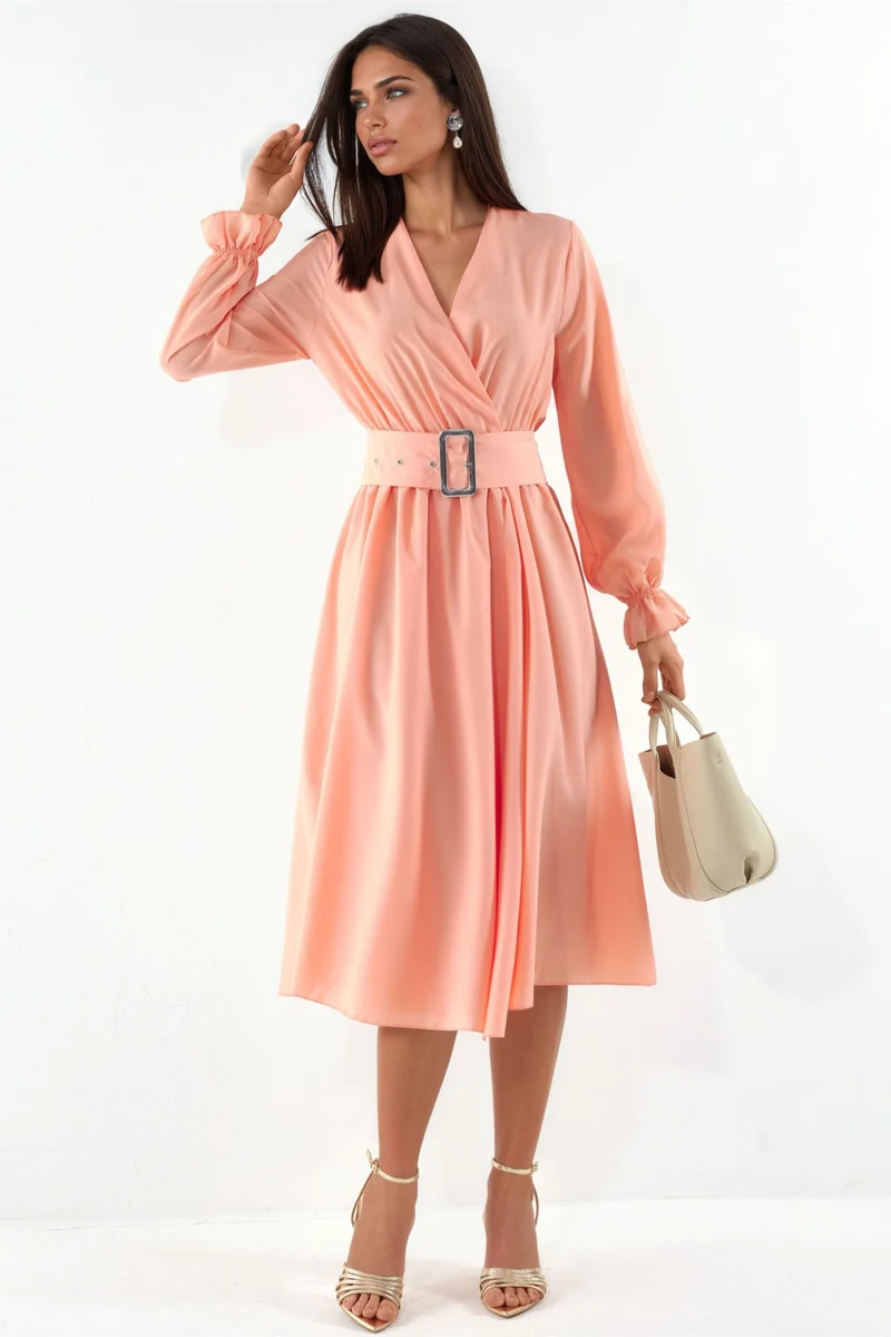 جينيفر Belted Wrap Midi Dress