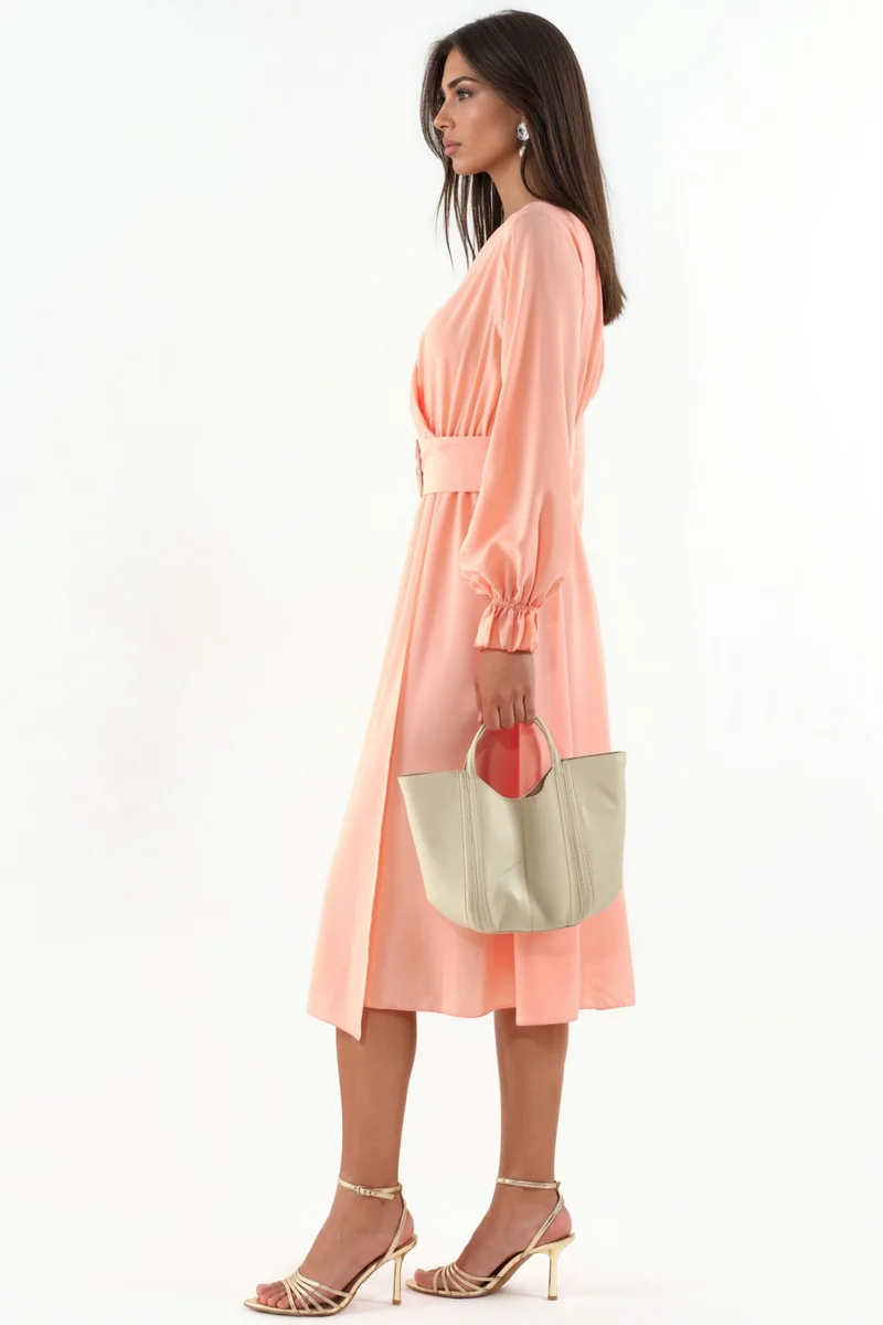جينيفر Belted Wrap Midi Dress