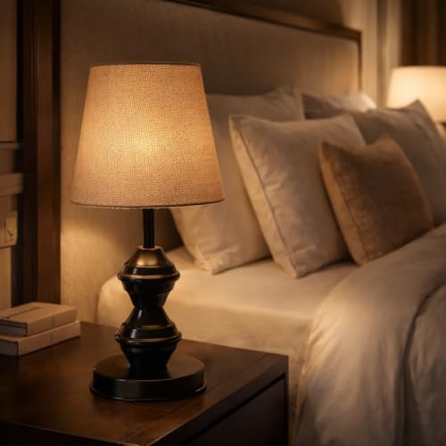 tu casa Metal Table Lamp | Fabric Shade Bedside Night Lamp for Bedroom Living Room Study | Decorative Nightstand Lamp for Home Décor & Gifting - Image 2