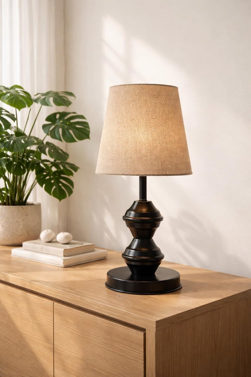 tu casa Metal Table Lamp | Fabric Shade Bedside Night Lamp for Bedroom Living Room Study | Decorative Nightstand Lamp for Home Décor & Gifting - Image 1