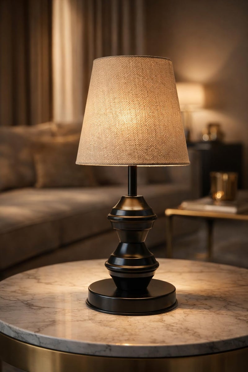 tu casa Metal Table Lamp | Fabric Shade Bedside Night Lamp for Bedroom Living Room Study | Decorative Nightstand Lamp for Home Décor & Gifting - Image 5