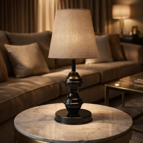 tu casa Metal Table Lamp | Fabric Shade Bedside Night Lamp for Bedroom Living Room Study | Decorative Nightstand Lamp for Home Décor & Gifting - Image 3