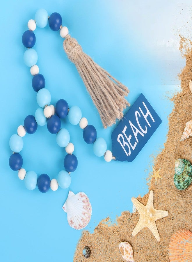 Meplait Wood Bead Garland, Coastal Tassel Garland with Beach Tag Boho Farmhouse Decor for Tiered Tray Table Centerpiece Wall Home Decoration - Image 3
