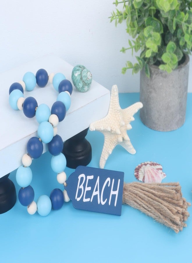 Meplait Wood Bead Garland, Coastal Tassel Garland with Beach Tag Boho Farmhouse Decor for Tiered Tray Table Centerpiece Wall Home Decoration - Image 2