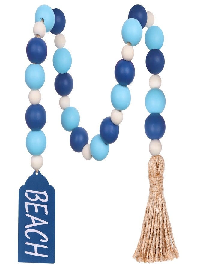 Meplait Wood Bead Garland, Coastal Tassel Garland with Beach Tag Boho Farmhouse Decor for Tiered Tray Table Centerpiece Wall Home Decoration - Image 1