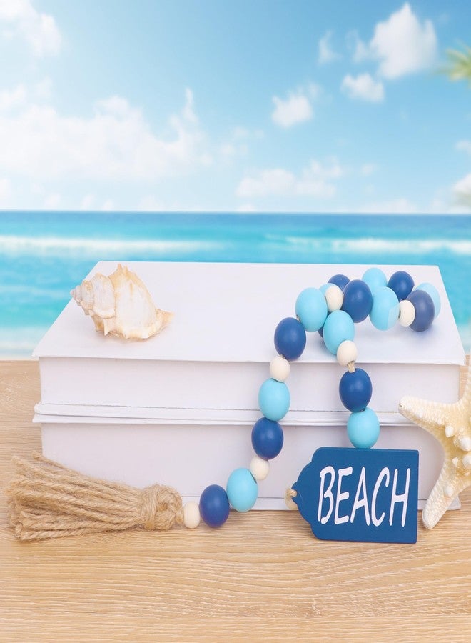 Meplait Wood Bead Garland, Coastal Tassel Garland with Beach Tag Boho Farmhouse Decor for Tiered Tray Table Centerpiece Wall Home Decoration - Image 5