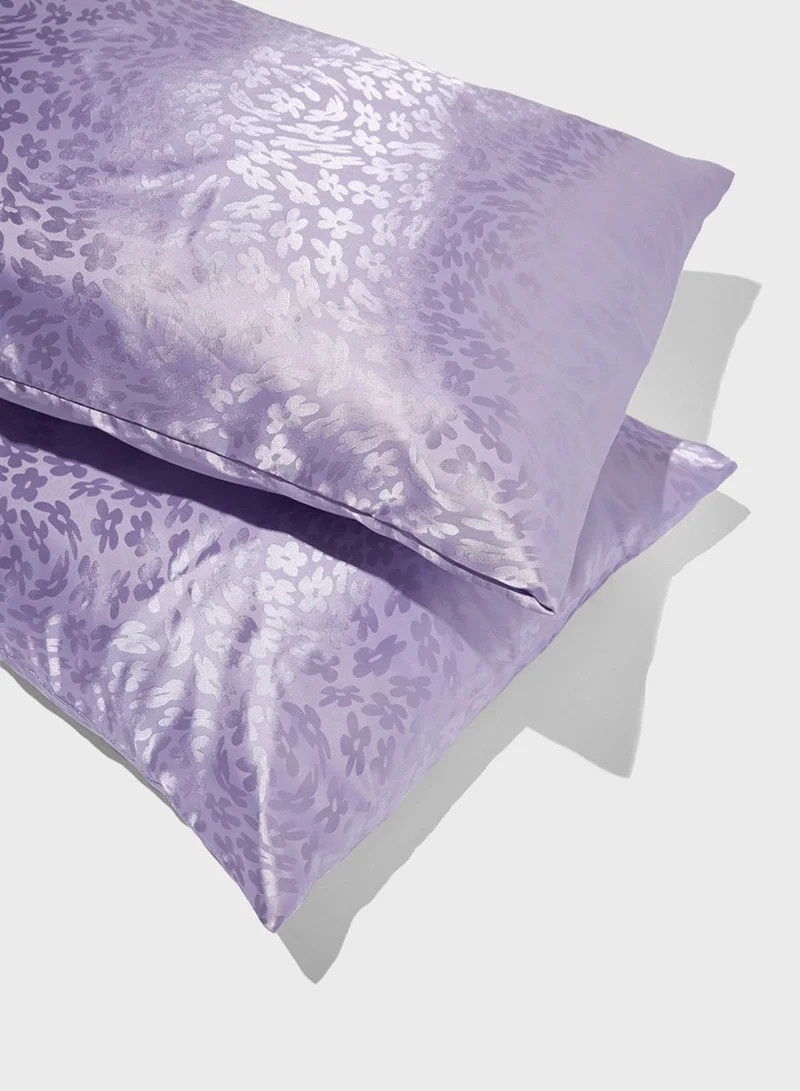 Cotton On Body Warped Thistle Jacquared Satin Pillow Slip Duo