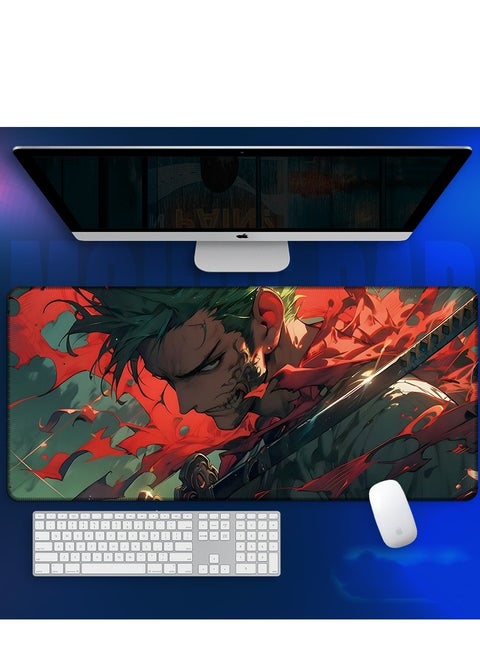 لوحة ماوس Anime One Piece، لوحة ماوس ألعاب كبيرة ممتدة، قاعدة مطاطية غير قابلة للانزلاق ووسادة مكتب بحافة مخيطة للكمبيوتر المنزلي والعمل والدراسة
