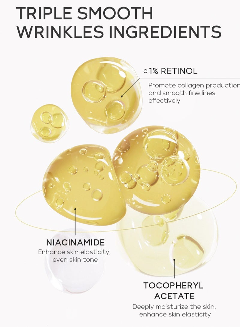 كويوم مصل التجاعيد الناعم 1% ريتينول، 30 مل، شد البشرة، تنعيم التجاعيد، ترطيب، تغذية، نياسيناميد، فيتامين إي - Image 4