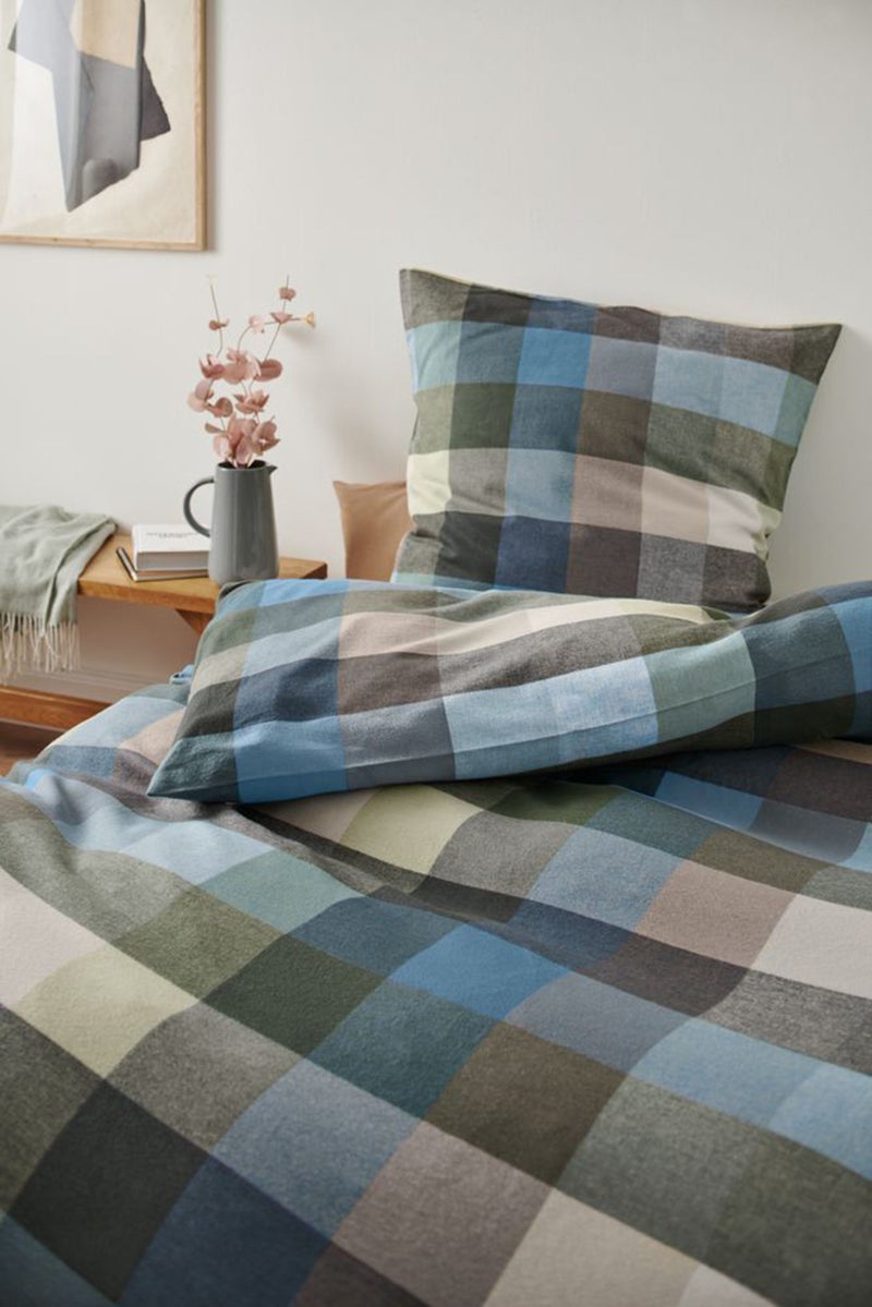 Tchibo Checkered Pattern Flannel Duvet Set 135 L x 200 H cm, Green