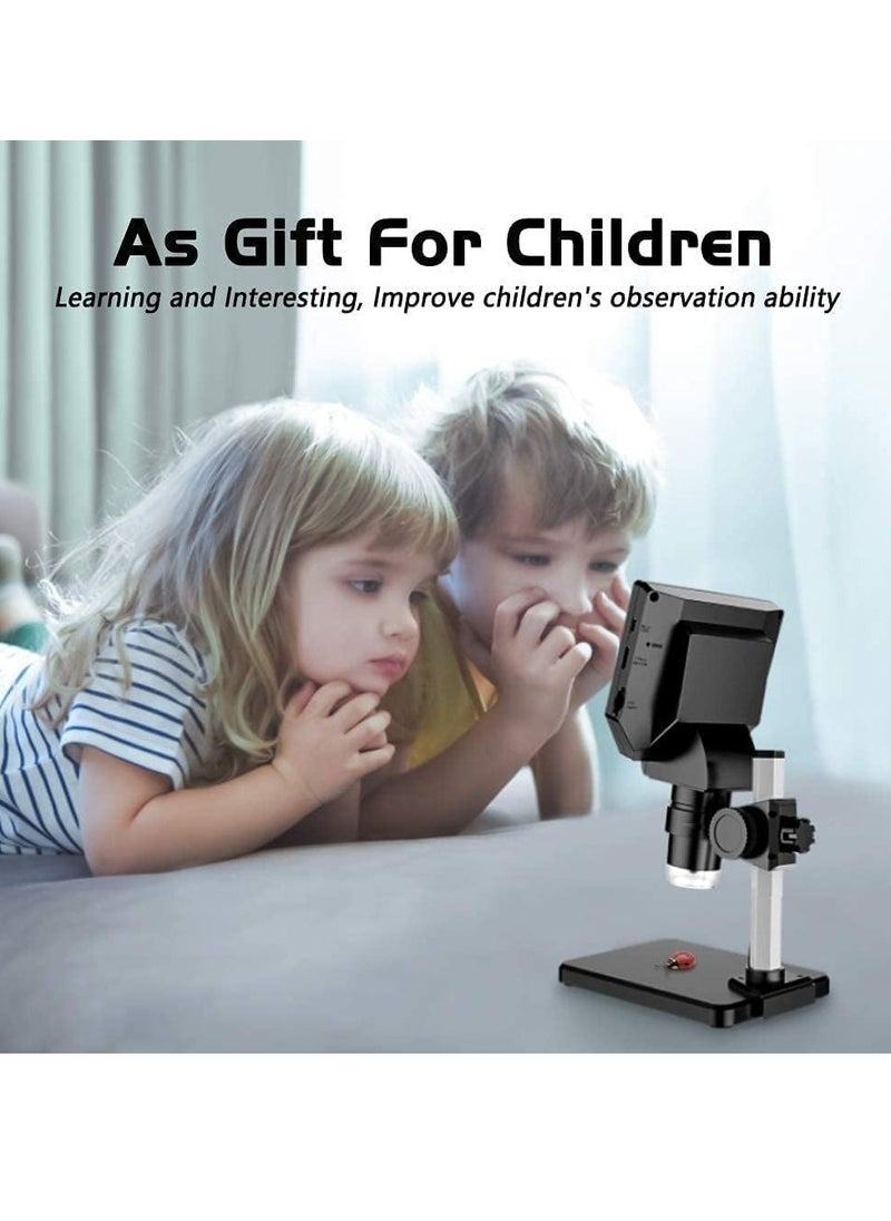 Excefore - ميكروسكوب رقمي LCD، 4.3 بوصة 1080P 10 ميغابيكسل، تكبير 1-1000X عدسة مكبرة لاسلكية USB كاميرا ميكروسكوب استيريو، كاميرا 10 ميغابيكسل مسجل فيديو بشاشة HD - Image 1