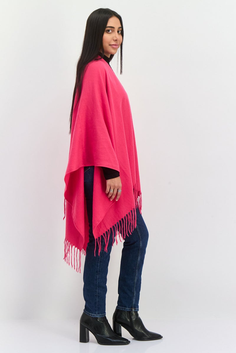 ADRIENNE VITTADINI Women Solid Wrap Poncho, Fuchsia - Image 3
