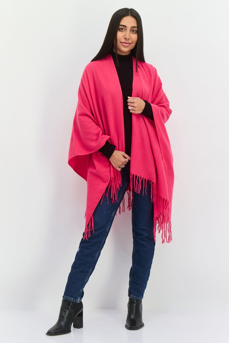 ADRIENNE VITTADINI Women Solid Wrap Poncho, Fuchsia - Image 2