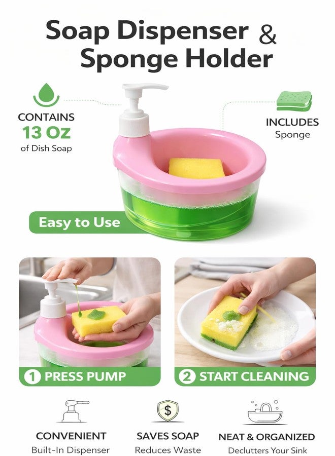 LAGET® Kitchen Soap Dispenser with Sponge Holder + 5 Reusable Cleaning Wipes | Liquid Dish Wash Pump Dispenser | Compact Sink Organizer (Multicolor) - Image 5