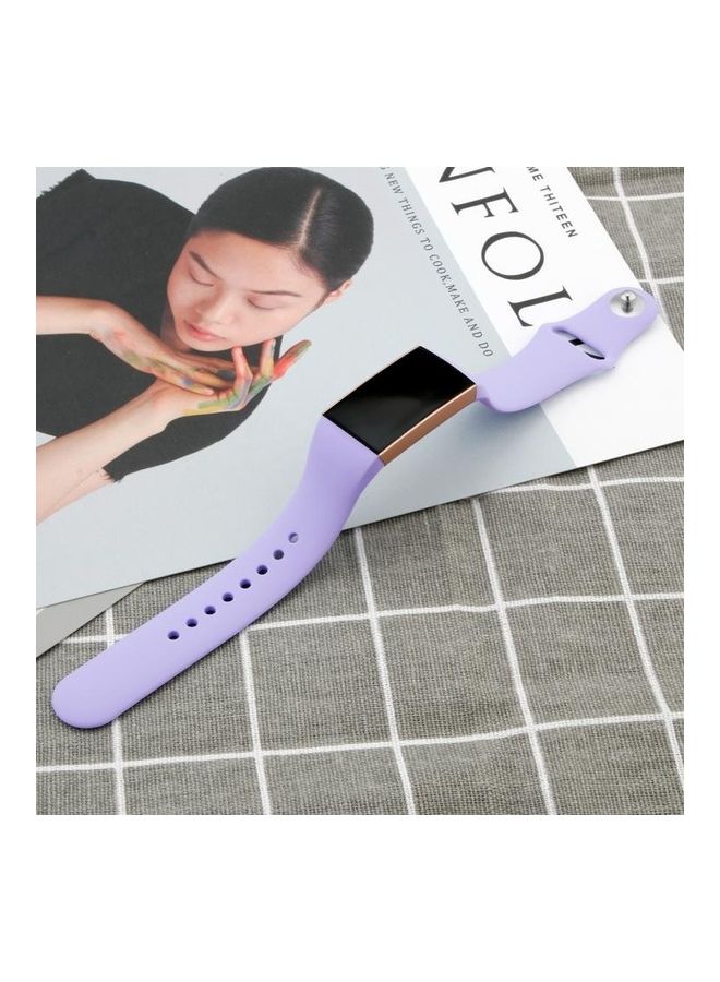 Solid Color Silicone Strap For Fitbit Charge 3 Purple - Image 4