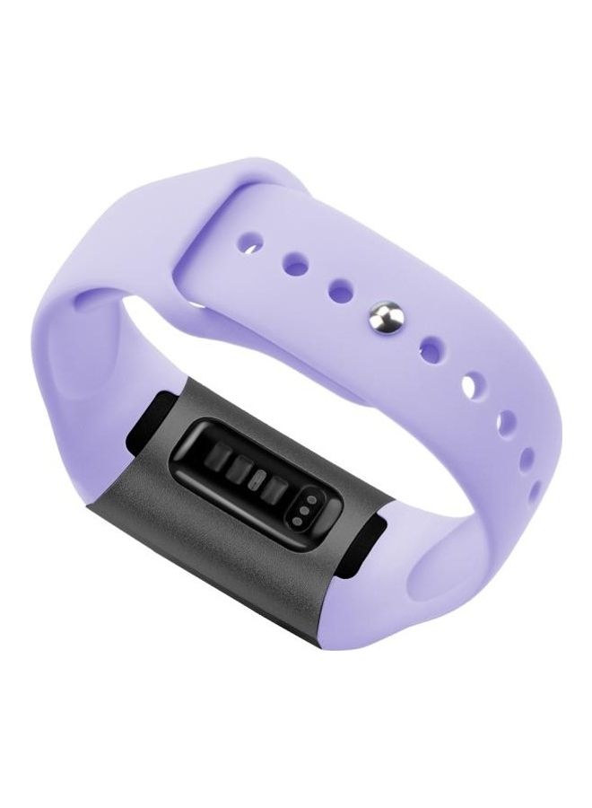 Solid Color Silicone Strap For Fitbit Charge 3 Purple - Image 3