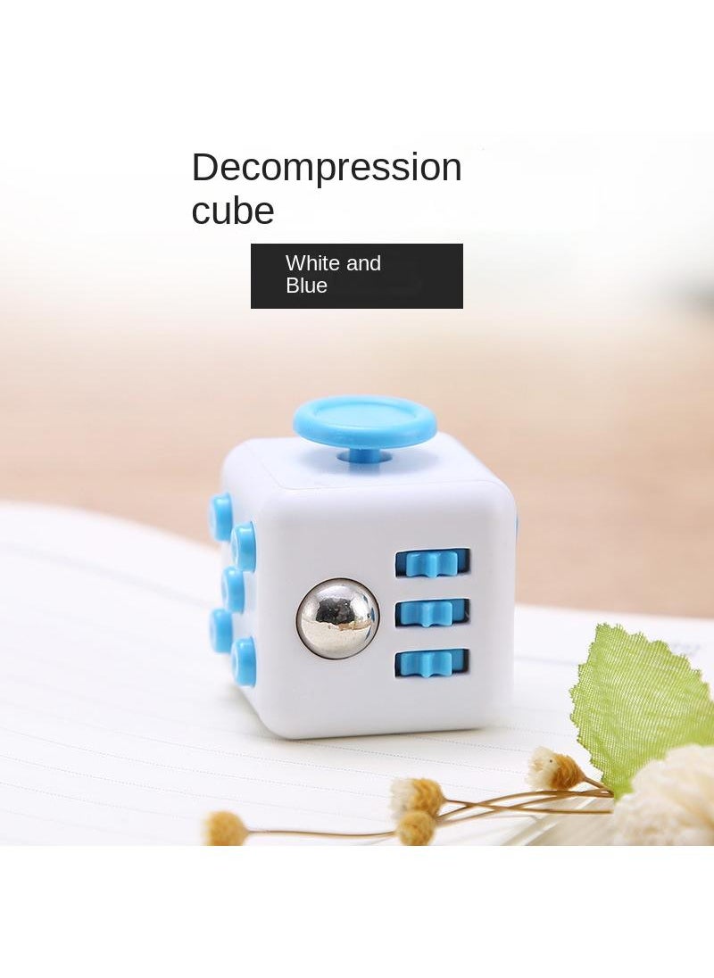 Y&D Unzip Rubik's Cube Toy Fidget Cube Adult Decompression Game Dice-White Blue 