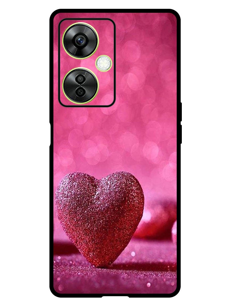 Theodor Protective Case Anti Scratch Shock Proof Bumper Cover For OnePlus Nord CE 3 Lite Dark Pink Gliter Heart - Image 1