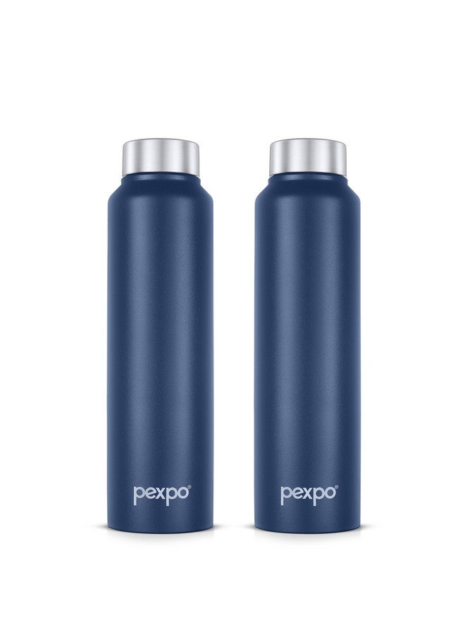 PEXPO Chromo 1000 ISI Certified Stainless Steel Sports/Fridge Water Bottle, 950ml, Denim Blue Pack of 2 | BPA Free | Water Bottle for Office, Gym, School, Yoga, Trekking, Men, Women and Kids - Image 1