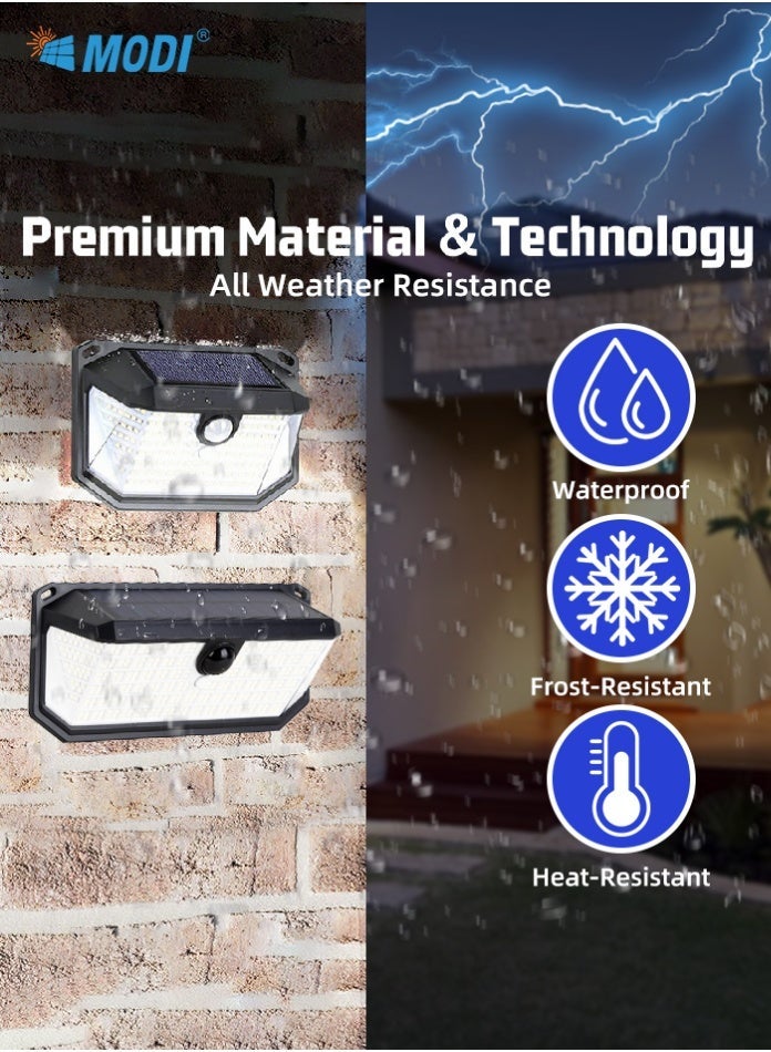 MODI 230/416 LED Solar Wall Light Outdoor Garden Decoration Lamp, White light, 3 Modes Motion Sensor, IP65 Waterproof, Yard & Door Security Lighting - Image 4