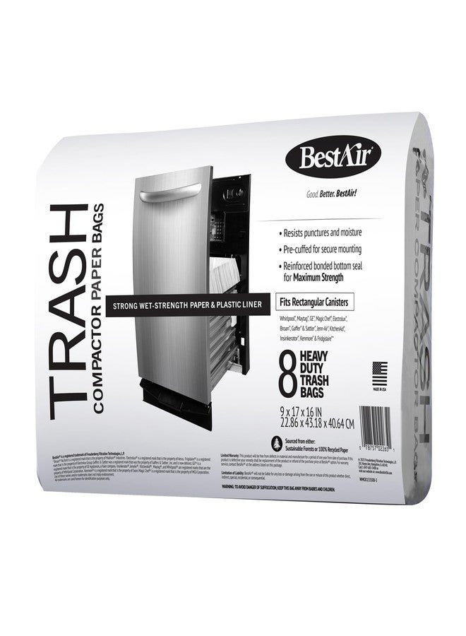 BestAir أفضل أكياس ضغط القمامة الثقيلة BestAir WMCK133508-3، 16 بوصة قطر × 9 بوصة عرض × 17 بوصة ارتفاع، 24 قطعة (عبوة من 3)، بني - Image 2