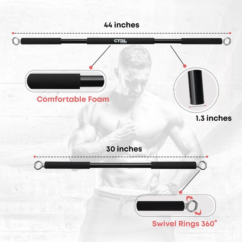 CTRL SPORTS Full Workout Bar for Exercise, Squat, Biceps, Triceps, Shoulders, Back – Adjustable Home Gym Bar Resistance Bands Kit– Durable Steel Gym Resistance Bar - Image 2