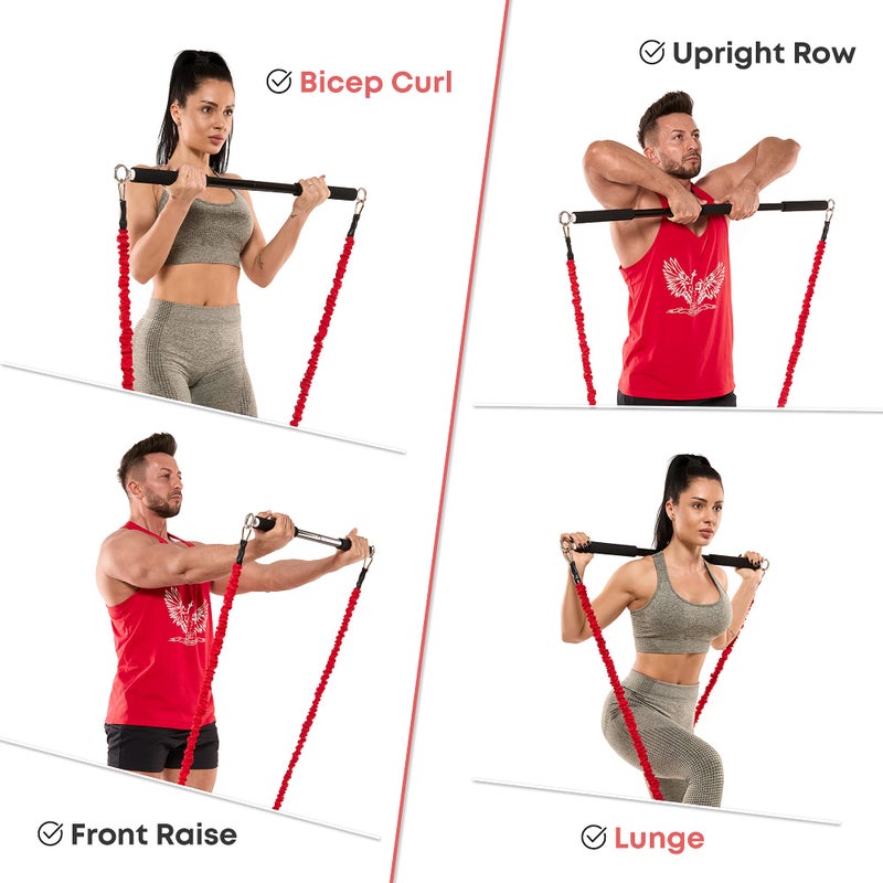 CTRL SPORTS Full Workout Bar for Exercise, Squat, Biceps, Triceps, Shoulders, Back – Adjustable Home Gym Bar Resistance Bands Kit– Durable Steel Gym Resistance Bar - Image 4