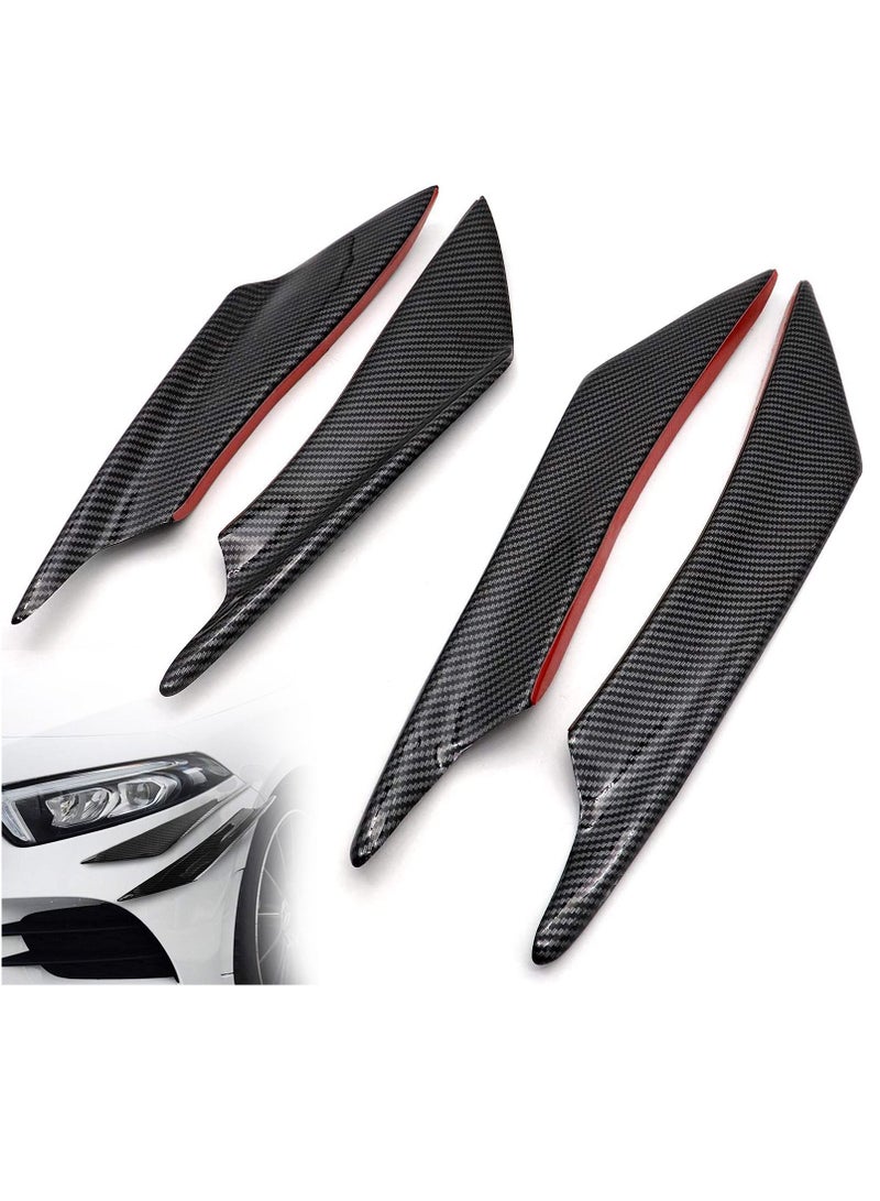 KASTWAVE Car Front Bumper Spoiler, Universal Carbon Fiber Pattern Bumper Lip Fin Splitter, Spoiler Bumper Modified Decoration 2 Large and 2 Small  - Image 1