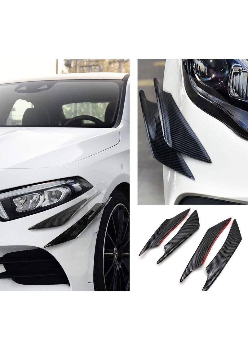 KASTWAVE Car Front Bumper Spoiler, Universal Carbon Fiber Pattern Bumper Lip Fin Splitter, Spoiler Bumper Modified Decoration 2 Large and 2 Small  - Image 2
