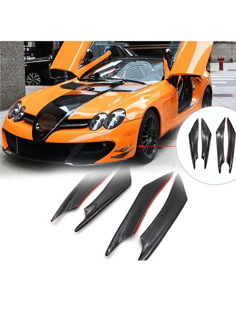 KASTWAVE Car Front Bumper Spoiler, Universal Carbon Fiber Pattern Bumper Lip Fin Splitter, Spoiler Bumper Modified Decoration 2 Large and 2 Small  - Image 3