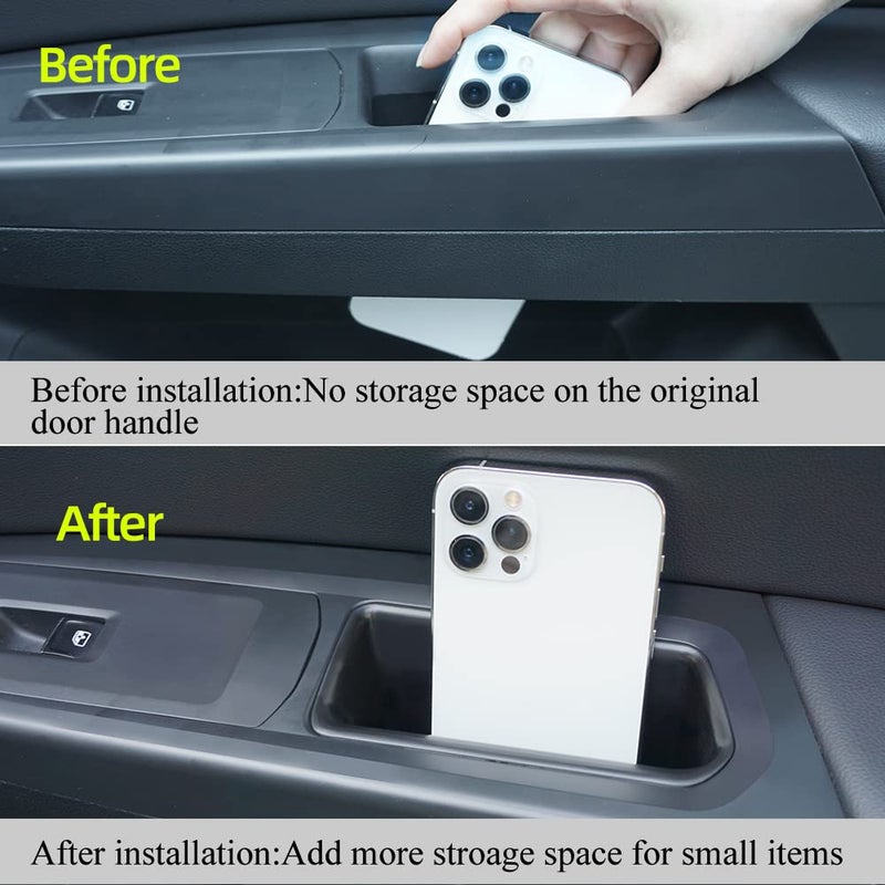 Vesul Front Row Door Organizer Compatible with VW Atlas 2018 2019 2020 2021 2022 2023 Atlas Cross Sport Armrest Storage Box Phone Container Handle Pocket ABS Tray Insert Glove Pallet - Image 2