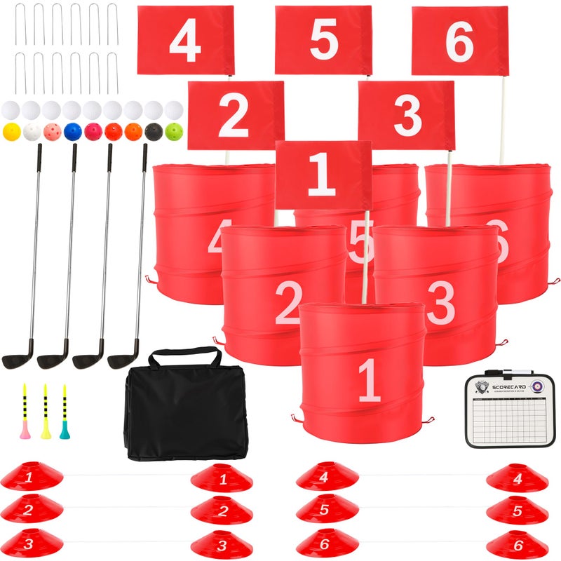 Spaluck Backyard Game Golf Yard Game for Practice with 4 Clubs 6 Hole for Men Women Family Outdoor Indoor Lawn Park Beach - Image 3