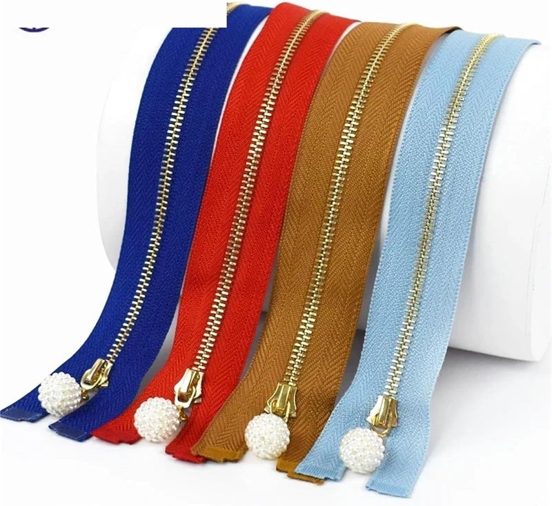 Zipper 2/5Pcs 3# Metal Zipper 15-30cm Close-end 40-70cm Open-end Zippers Coat Jacket Clothes Decor Zips Gold Teeth Zip Sewing(Blue,15cm-CloseEnd) - Image 3