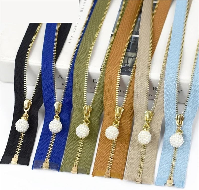 Zipper 2/5Pcs 3# Metal Zipper 15-30cm Close-end 40-70cm Open-end Zippers Coat Jacket Clothes Decor Zips Gold Teeth Zip Sewing(Blue,15cm-CloseEnd) - Image 2