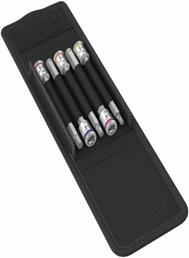 Wera - 5003345001 5Piece 100mm Long 1/4" Sq. Drive Holding Function Hex Socket Set, 003345 - Image 1