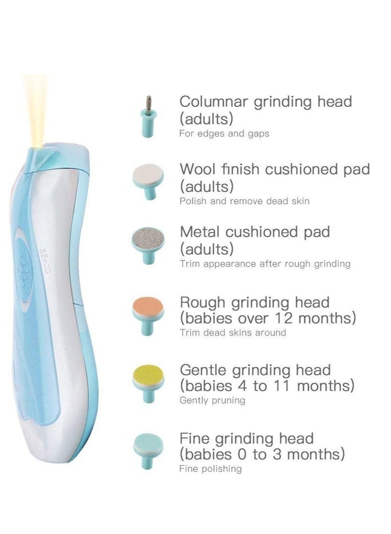 Electric Baby Nail Trimmer - Safe Toenail and Fingernails Care Trim with LED Light for Infant Toddlers Kids Adults - with 6 Interchangeable Pads and Adjustable Speed - Image 5