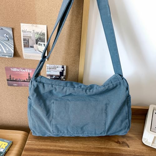 Collsants Messenger Bag for Women Men Satchel Bag Canvas Crossbody Shoulder Bag Casual Sling Bag (blue) - Image 3