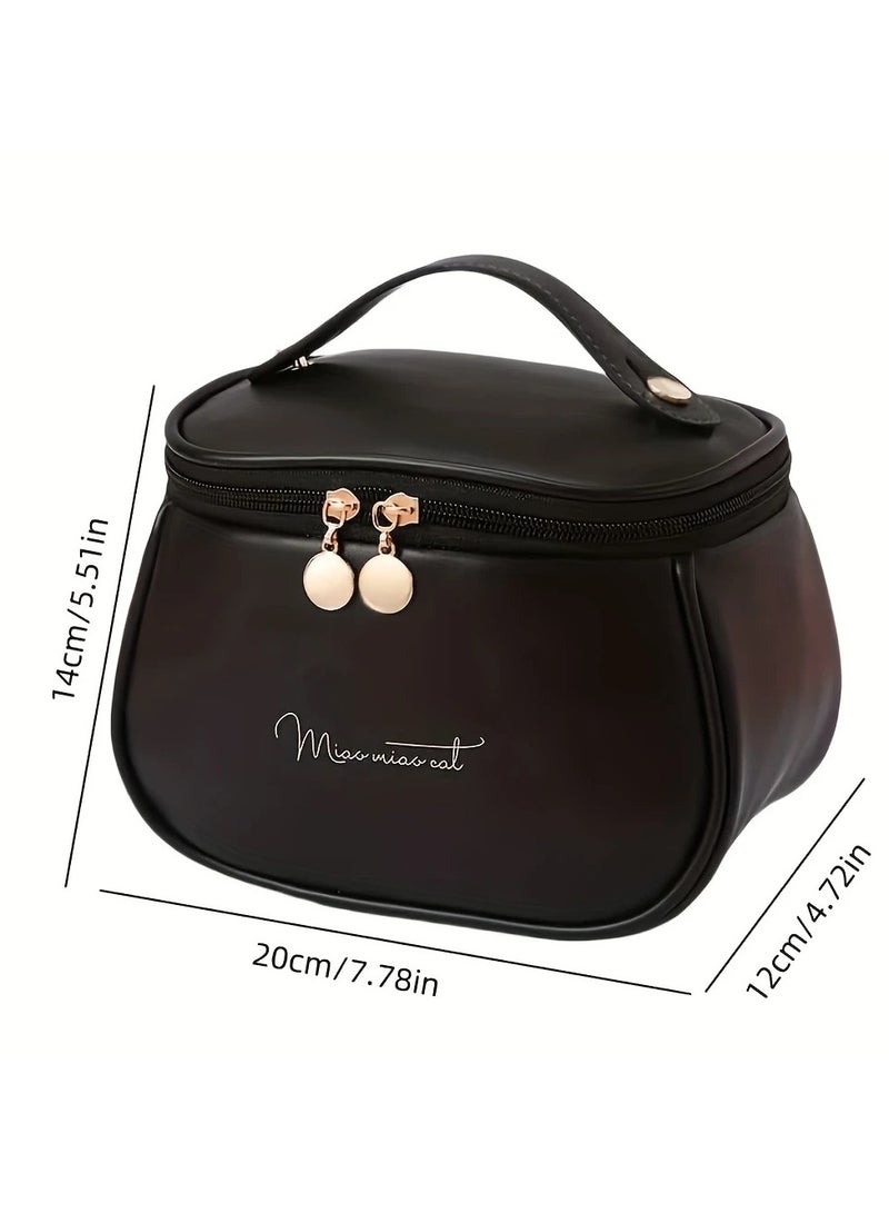 Generic Elegant and Soft Black Faux Leather Cosmetic Bag with Zipper Closure – Spacious Travel Makeup Organizer – Portable Storage for Daily and Travel Use – Professional and Personal – Durable, Scratch-Resistant with Smooth Finish."  Travel Makeup Bag  Makeup Organizer  Women's Cosmetic Bag  Faux Leather Makeup Case  Black Makeup Pouch  Portable Makeup Storage  Brush Holder Bag  Beauty Essentials Organizer  Women's Gift Idea  Zippered Makeup Bag  Makeup Accessories Case  Personal Beauty Bag  - Image 2