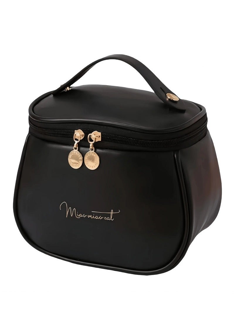 Generic Elegant and Soft Black Faux Leather Cosmetic Bag with Zipper Closure – Spacious Travel Makeup Organizer – Portable Storage for Daily and Travel Use – Professional and Personal – Durable, Scratch-Resistant with Smooth Finish."  Travel Makeup Bag  Makeup Organizer  Women's Cosmetic Bag  Faux Leather Makeup Case  Black Makeup Pouch  Portable Makeup Storage  Brush Holder Bag  Beauty Essentials Organizer  Women's Gift Idea  Zippered Makeup Bag  Makeup Accessories Case  Personal Beauty Bag  - Image 4