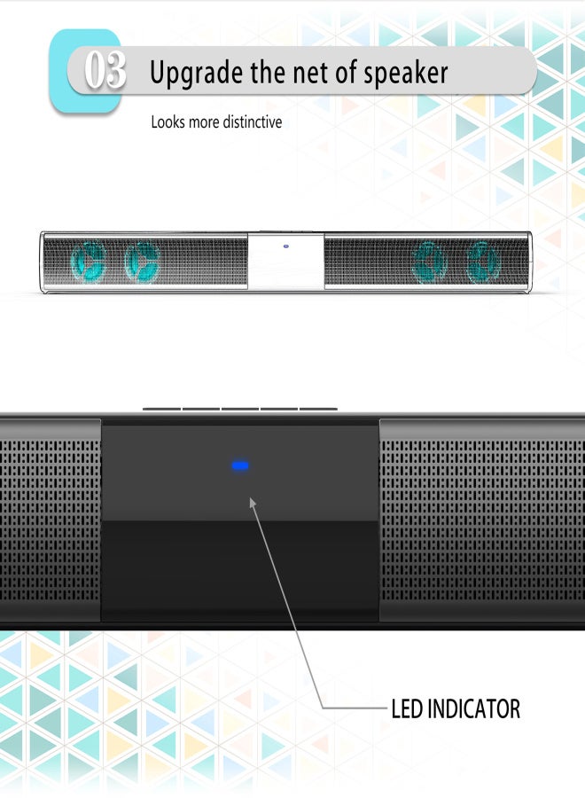 BS-28E Soundbar RGB Ambient Light Audio BT Speaker Home Theater Echo Wall Speaker Colorful RGB Ambient Light Three Lighting Modes Customization Quad Speaker + Duct Design - Image 5